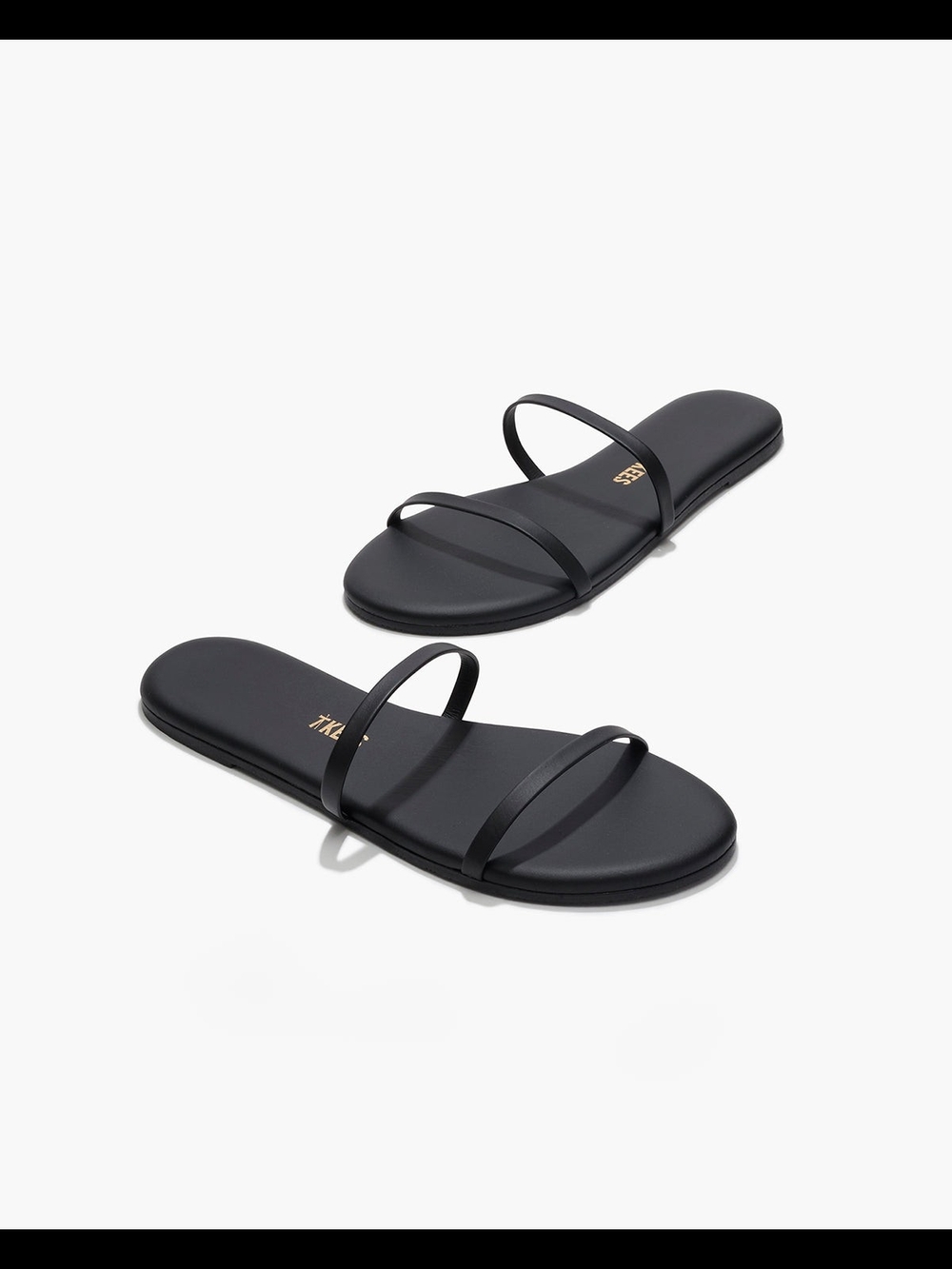 TKEES Gemma Black Minimal Double-Strap Slide Sandals